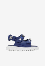 Dolce & Gabbana Kids Baby Girls Crystal Embellished Sandals in Patent Leather Blue D20079 AC977 80648