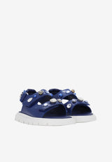Dolce & Gabbana Kids Baby Girls Crystal Embellished Sandals in Patent Leather Blue D20079 AC977 80648