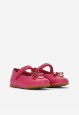 Dolce & Gabbana Kids Baby Girls DG Logo Patent Leather Ballet Flats with Strap Fuchsia D20081 A1328 80411