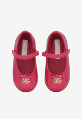 Dolce & Gabbana Kids Baby Girls DG Logo Patent Leather Ballet Flats with Strap Fuchsia D20081 A1328 80411