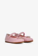 Dolce & Gabbana Kids Baby Girls DG Logo Patent Leather Ballet Flats with Strap Pink D20081 A1328 80416