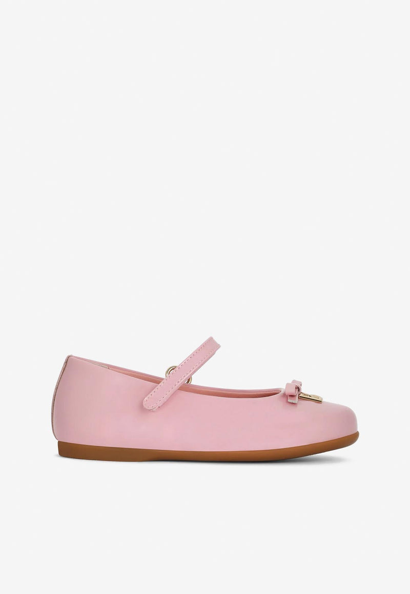 Dolce & Gabbana Kids Baby Girls DG Logo Patent Leather Ballet Flats with Strap Pink D20081 A1328 80416