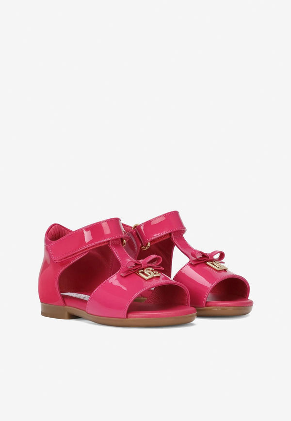 Dolce & Gabbana Kids Baby Girls DG Logo Patent Leather Sandals Pink D20082 A1328 80411
