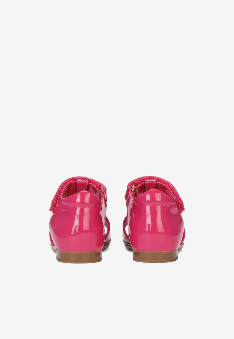 Dolce & Gabbana Kids Baby Girls DG Logo Patent Leather Sandals Pink D20082 A1328 80411