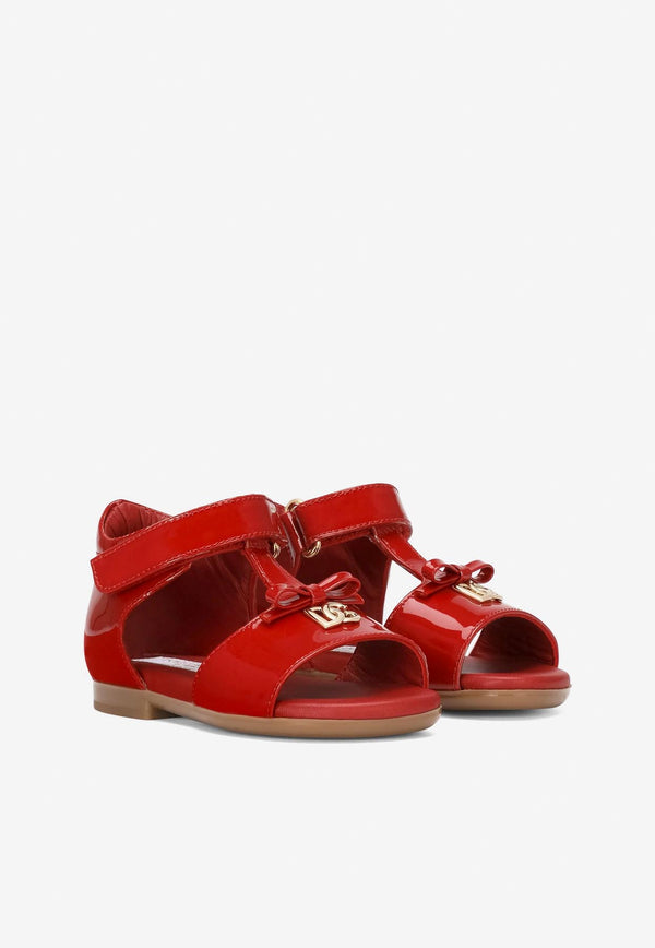 Dolce & Gabbana Kids Baby Girls DG Logo Patent Leather Sandals Red D20082 A1328 87124