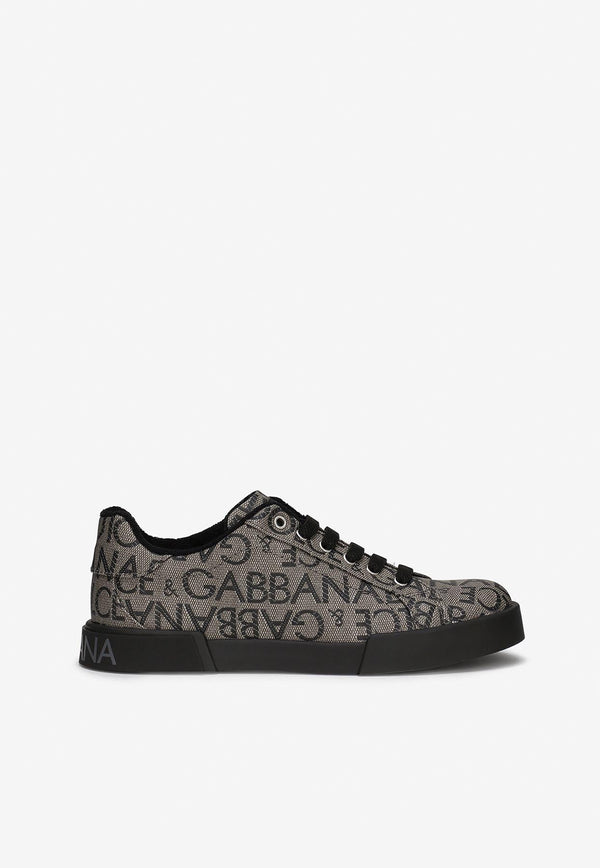 Dolce & Gabbana Kids Boys Logo Jacquard Low-Top Sneakers Brown DA0702 AJ699 89875