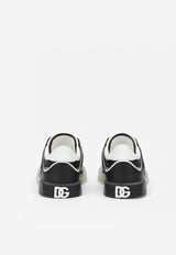 Dolce & Gabbana Kids Boys Portofino Custom Sneakers in Calf Leather Black DA5042 AQ711 8B979