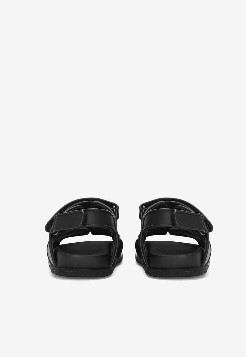 Dolce & Gabbana Kids Boys Logo-Plaque Double-Strap Sandals Black DA5098 A1293 80999