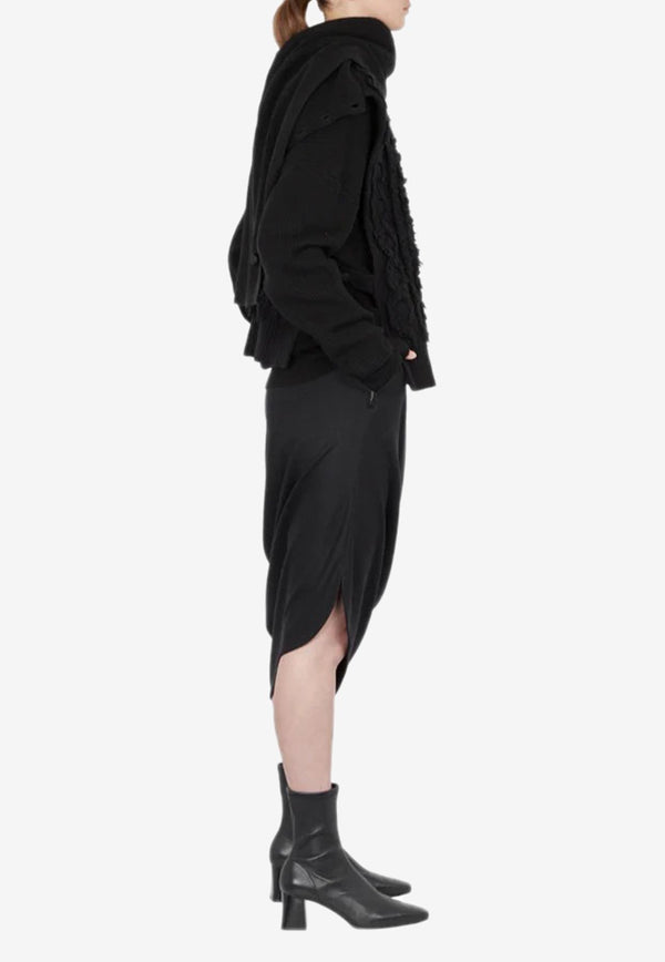 Wool Asymmetric Midi Skirt Dawei Black