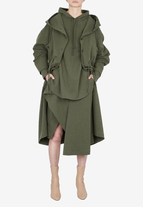 Hooded Long Coat Dawei Green
