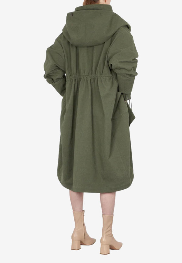 Hooded Long Coat Dawei Green