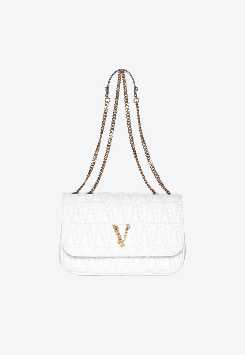 Versace Virtus Quilted Shoulder Bag White DBFH822 D2NTRT 6W17V