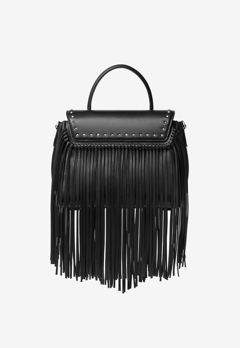 Versace La Medusa Fringed Top Handle Bag DBFI039 1A07090 1B00P Black