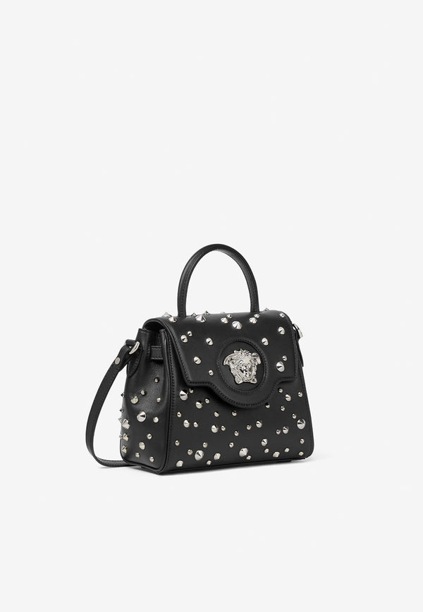 Versace Small La Medusa Spiked Top Handle Bag DBFI040 1A07229 1B00P Black