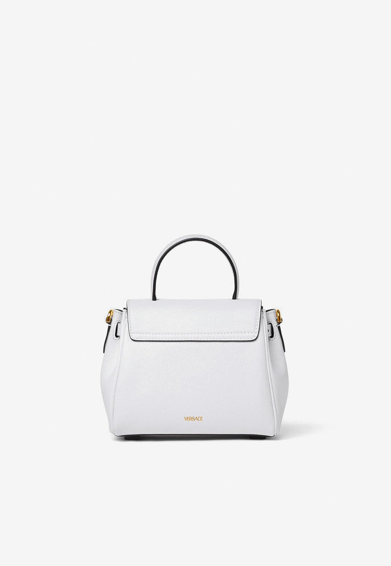 Versace Small La Medusa Top Handle Bag in Calf Leather DBFI040 DVIT2T 1W00V White