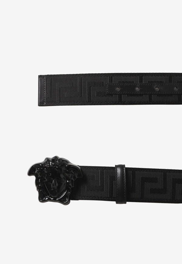 Versace Greca Jacquard Medusa Leather Belt Black DCU8061 DNAS62 D41P