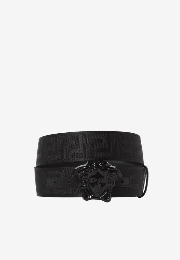 Versace Greca Jacquard Medusa Leather Belt Black DCU8061 DNAS62 D41P