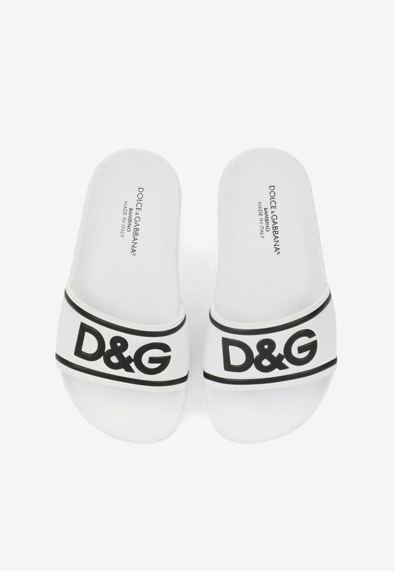 Dolce & Gabbana Kids Kids DG Logo Slides White DD0318 A6E33 89697