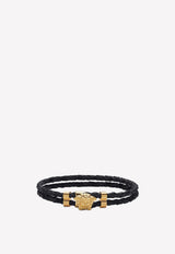 Medusa Braided Leather Bracelet DG05579 DMTN D41O Black