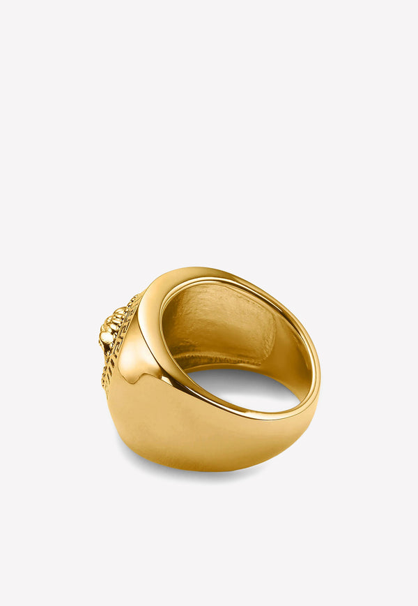 Versace Round Medusa Enamel Ring DG57492 DJMS D41OH Gold