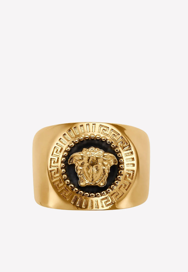 Versace Round Medusa Enamel Ring DG57492 DJMS D41OH Gold