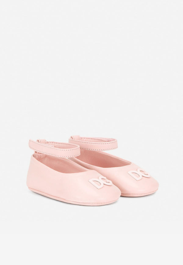 Dolce & Gabbana Kids Baby Girls DG Ballet Flats in Nappa Leather Pink DK0065 A1293 80400