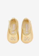 Dolce & Gabbana Kids Baby Girls DG Ballet Flats in Metallic Nappa Leather Gold DK0065 A6C66 89869