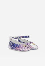 Dolce & Gabbana Kids Baby Girls Wisteria Print Ballet Flats in Nappa Leather Lavender DK0065 AQ287 HA3JE