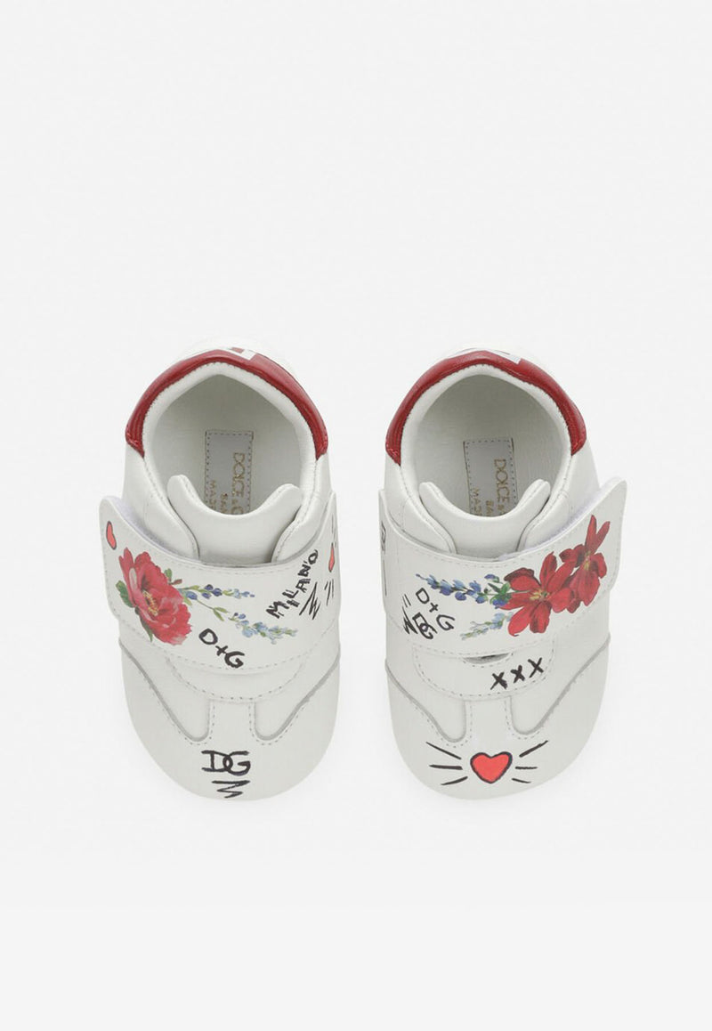 Dolce & Gabbana Kids Baby Girls Floral Print Sneakers White DK0109 AQ594 HWF57