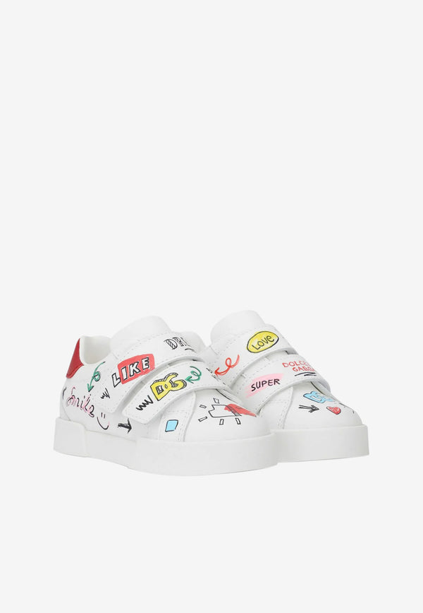 Dolce & Gabbana Kids Baby Smemo Print Portofino Light Sneakers White DN0125 AN456 HW3VG