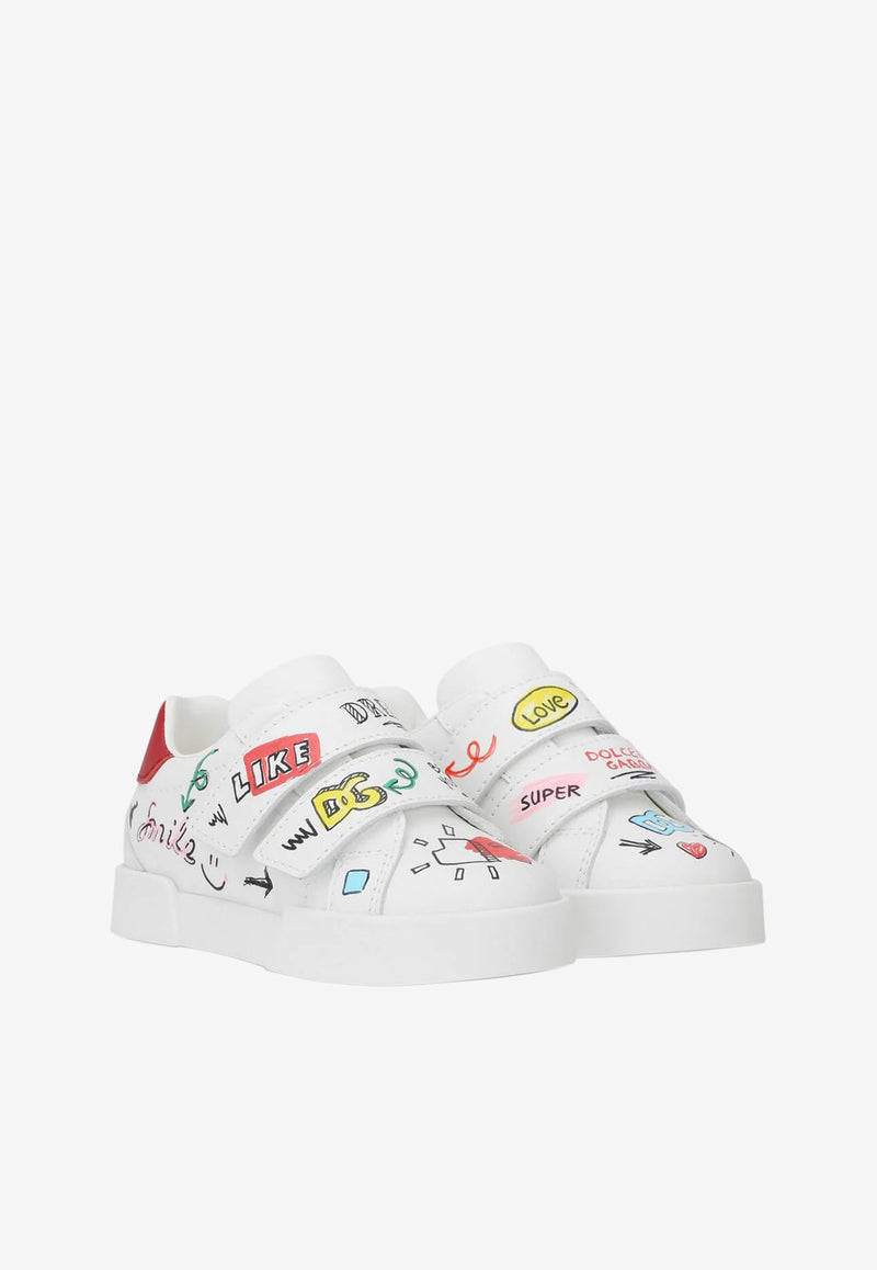 Dolce & Gabbana Kids Baby Smemo Print Portofino Light Sneakers White DN0125 AN456 HW3VG