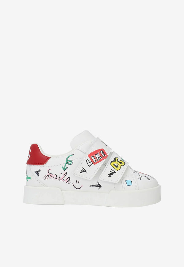 Dolce & Gabbana Kids Baby Smemo Print Portofino Light Sneakers White DN0125 AN456 HW3VG