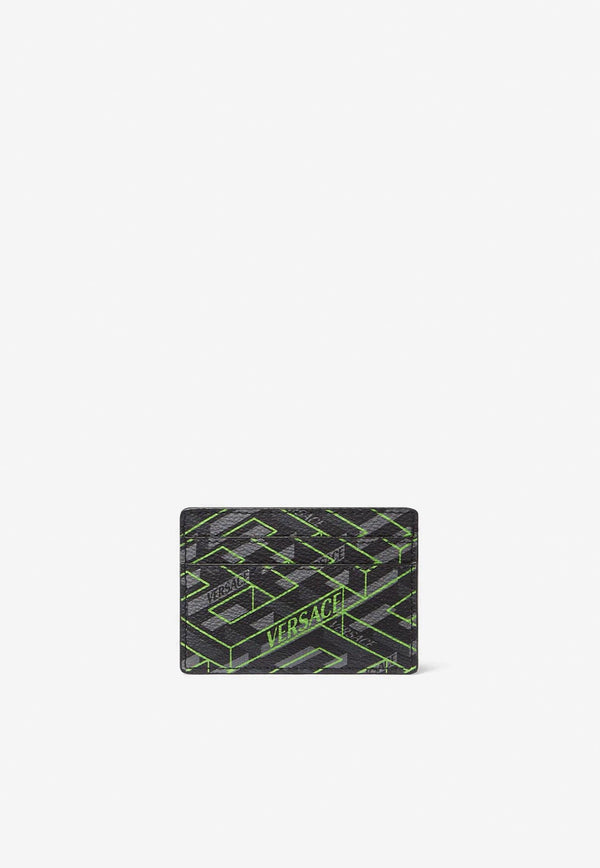 Versace La Greca Signature Leather Cardholder DPN2467 1A06114 5B970 Gray