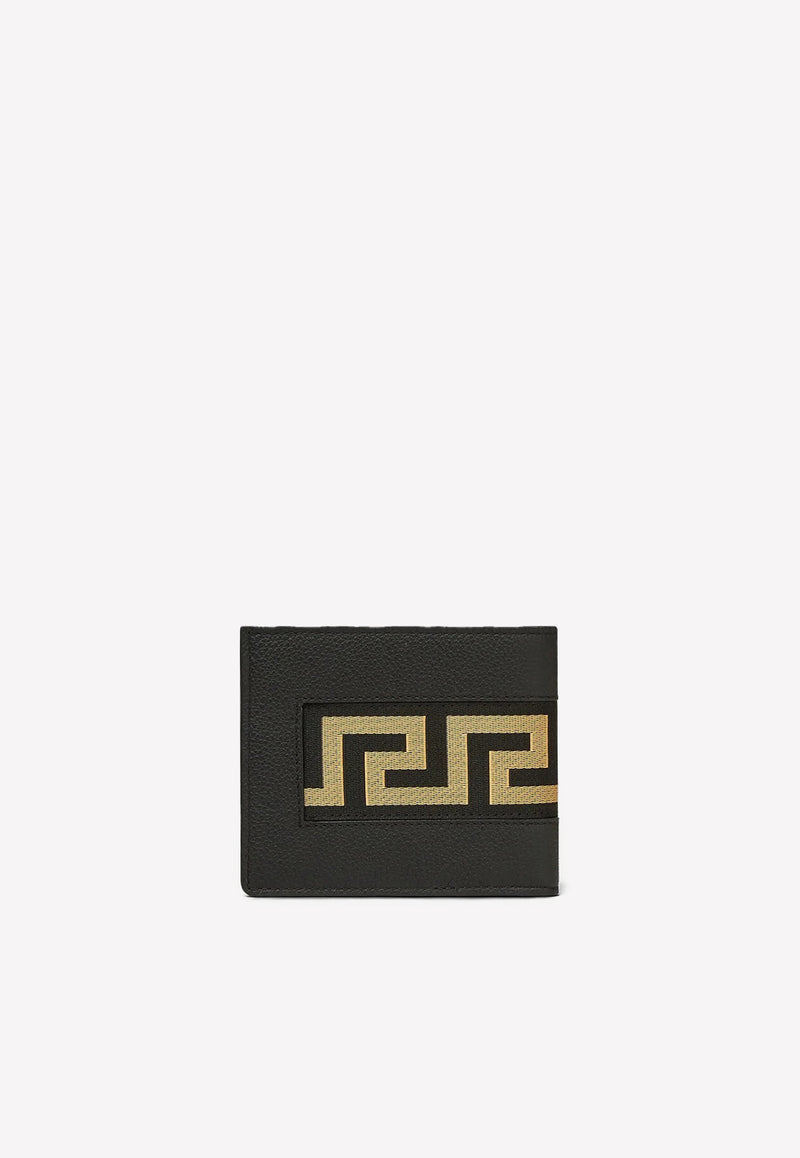 Versace Greca Ribbon Leather Bi-Fold Wallet DPU2463 1A02649 2B150 Black