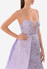 Alex Perry Purple The Keeva Lurex Floral A-Line Gown D166-Vaughn-Lilac