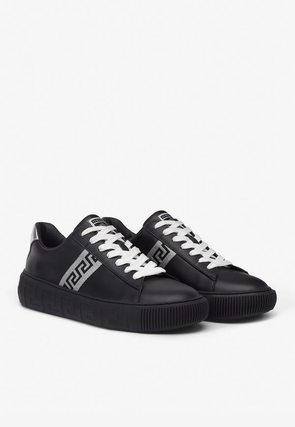 Versace Greca Calf Leather Sneakers Black DSU8404 1A01759 2B900