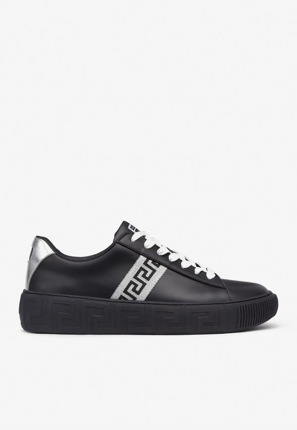 Versace Greca Calf Leather Sneakers Black DSU8404 1A01759 2B900