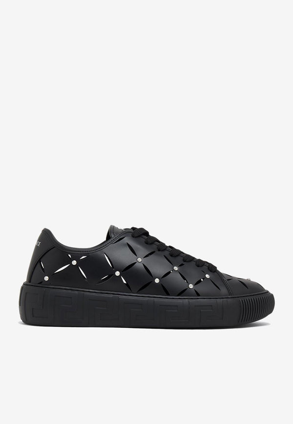 Versace Greca Low-Top Leather Sneakers DSU8404 1A06851 1B00P Black