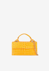 Aquazzura Downtown 24/7 Top Handle Bag in Croc-Embossed Leather DWNSHBS0-CLPSNL SUNFLOWER/LIGHT Yellow
