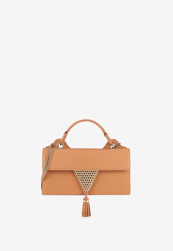 Aquazzura Downtown 24/7 Top Handle Bag in Nappa Leather DWNSHBS0-SCAPRL PRALINE/LIGHT Brown