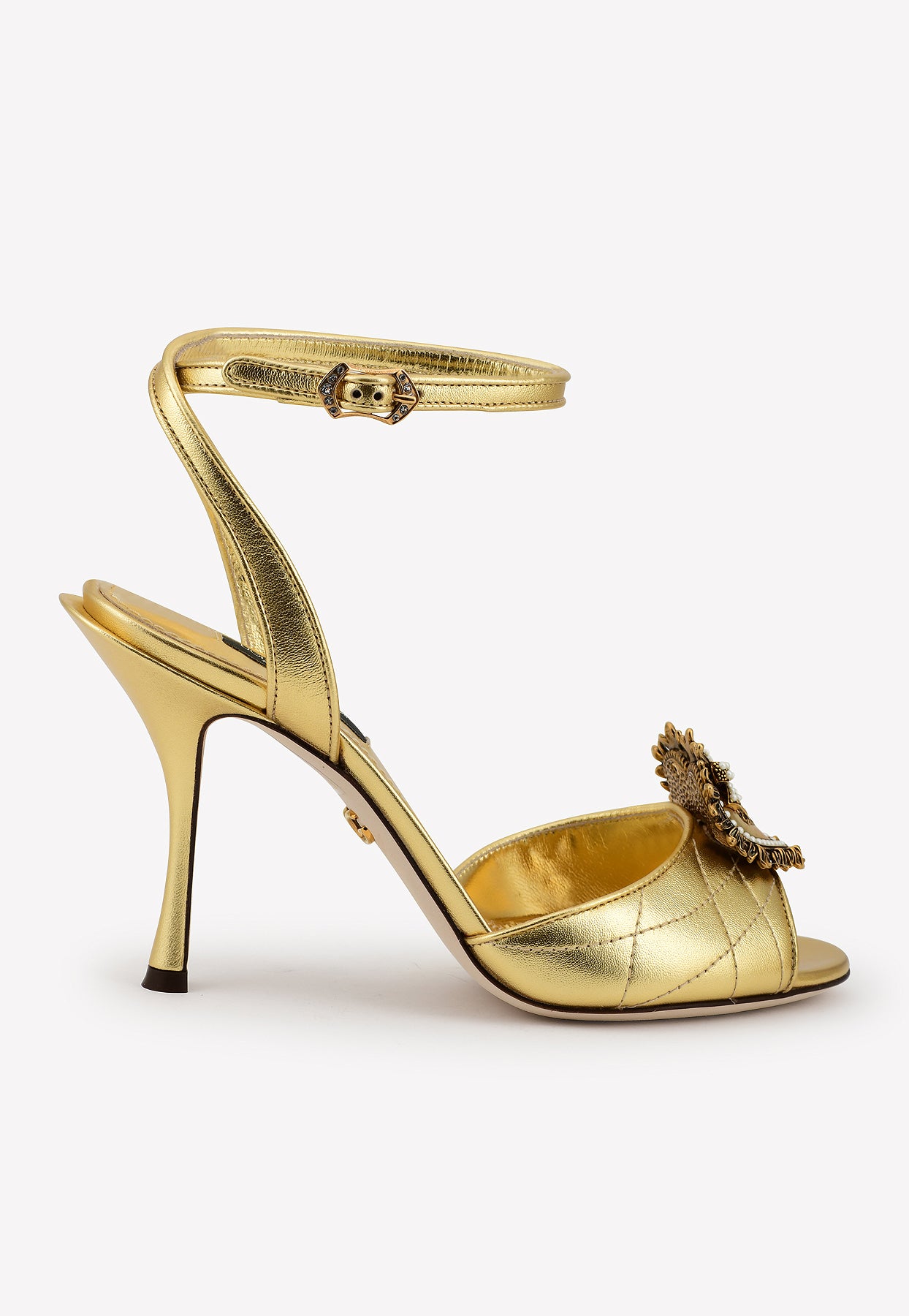 Keira 90 Devotion Sandals in Quilted Metallic Leather – THAHAB KW