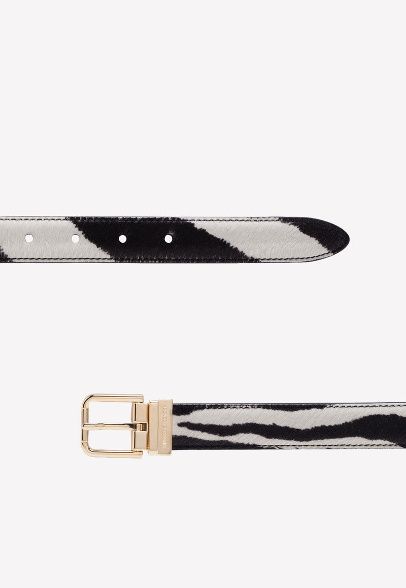 Zebra Print Belt in Pony-Style Calfskin
