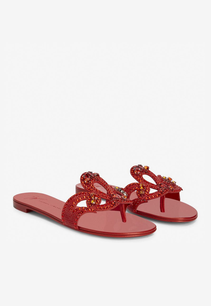 Giuseppe Zanotti Turchesite Flat Thong Sandals Red E200008004