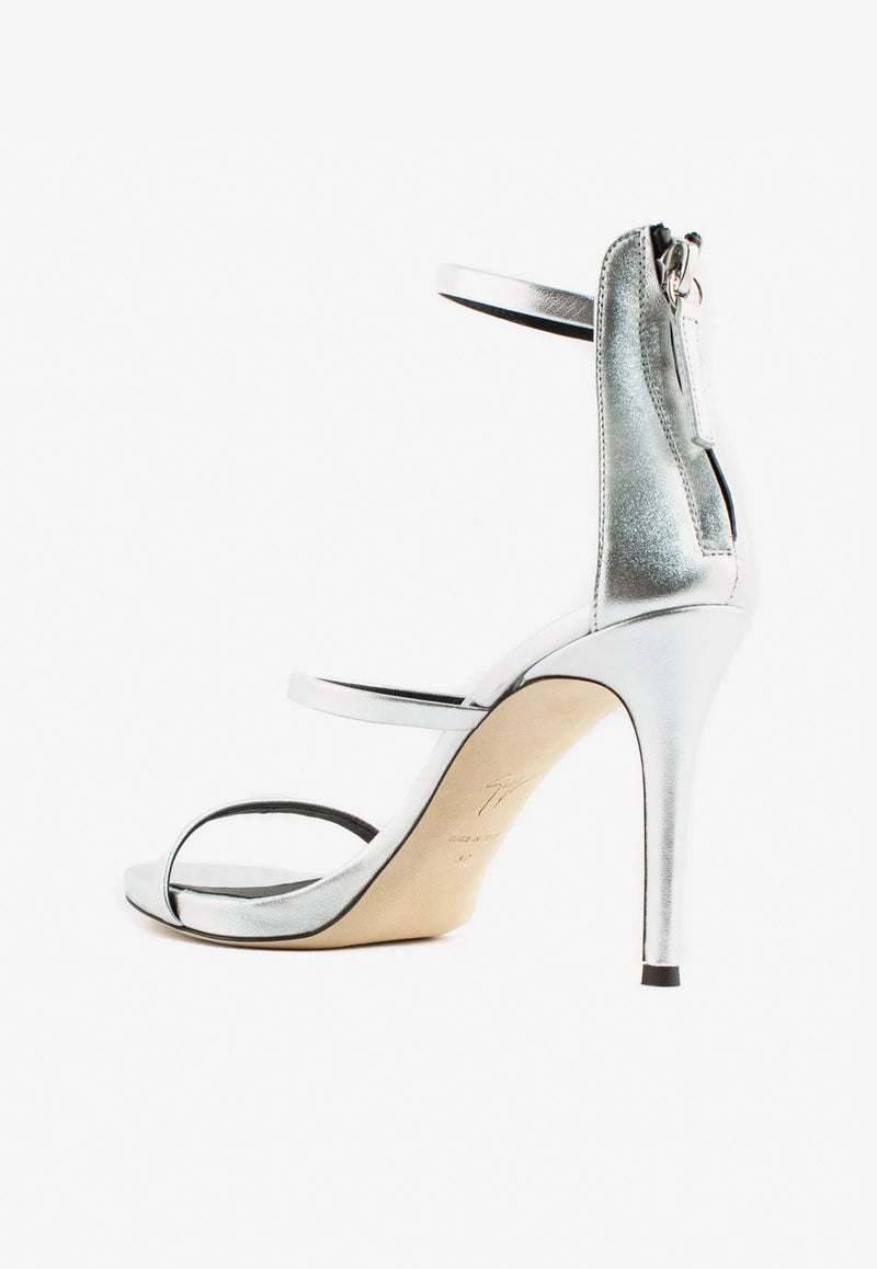 Giuseppe Zanotti Harmony 100 Sandals in Metallic Leather Silver E200009001