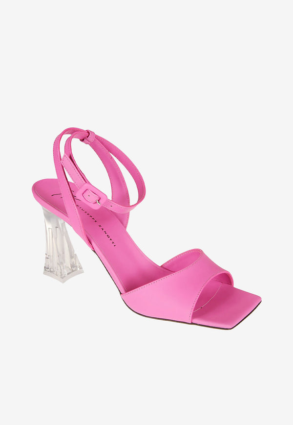 Giuseppe Zanotti 80 Square Toe Buckle Sandals in Leather Pink E200069003