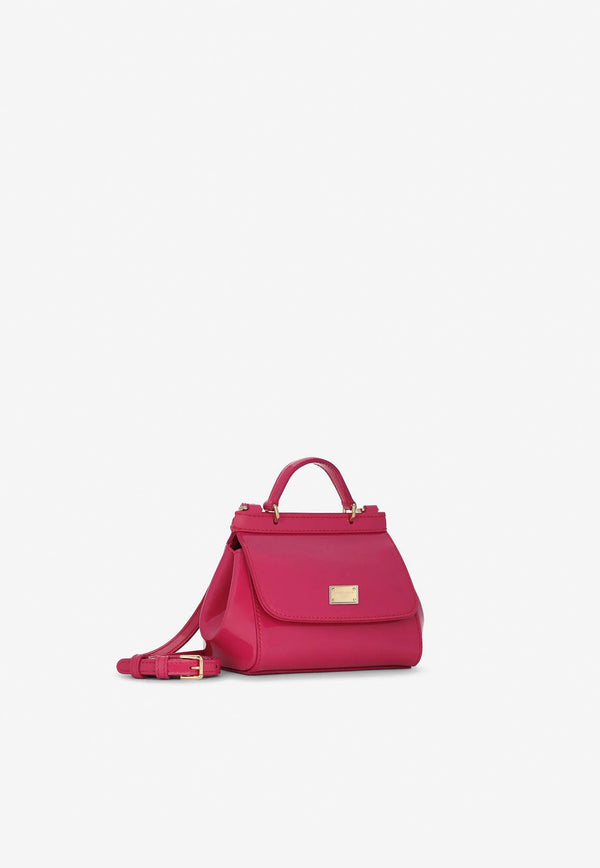 Dolce & Gabbana Kids Girls Mini Sicily Top Handle Bag in Patent Leather Fuchsia EB0003 A1067 80411