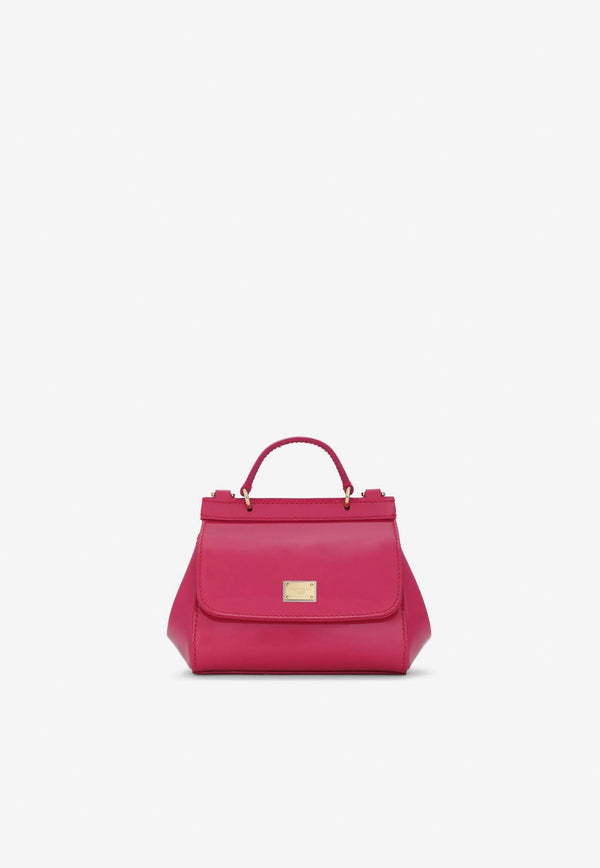 Dolce & Gabbana Kids Girls Mini Sicily Top Handle Bag in Patent Leather Fuchsia EB0003 A1067 80411