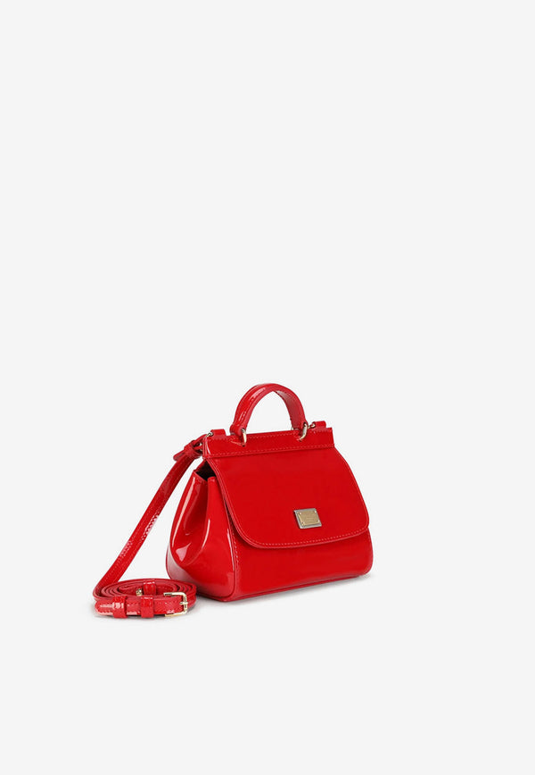 Dolce & Gabbana Kids Girls Mini Sicily Crossbody Bag in Patent Leather Red EB0003 A1067 87124