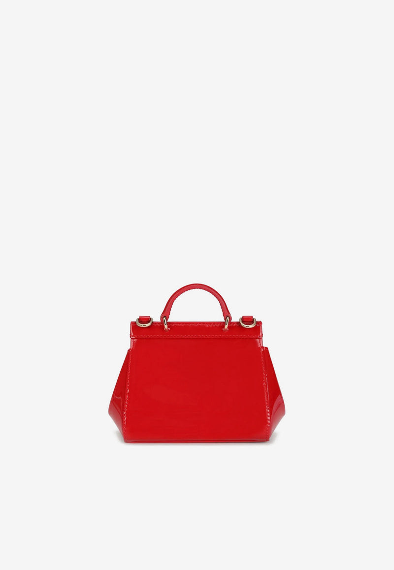 Dolce & Gabbana Kids Girls Mini Sicily Crossbody Bag in Patent Leather Red EB0003 A1067 87124