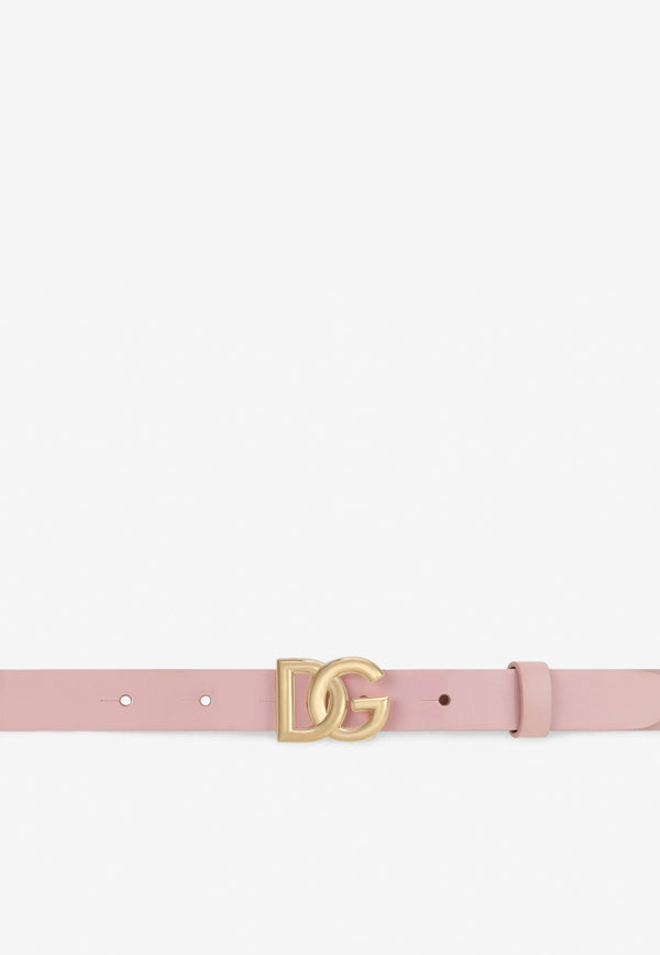 Dolce & Gabbana Kids Girls DG Logo Buckle Belt in Patent Leather Pink EE0062 A1471 80416